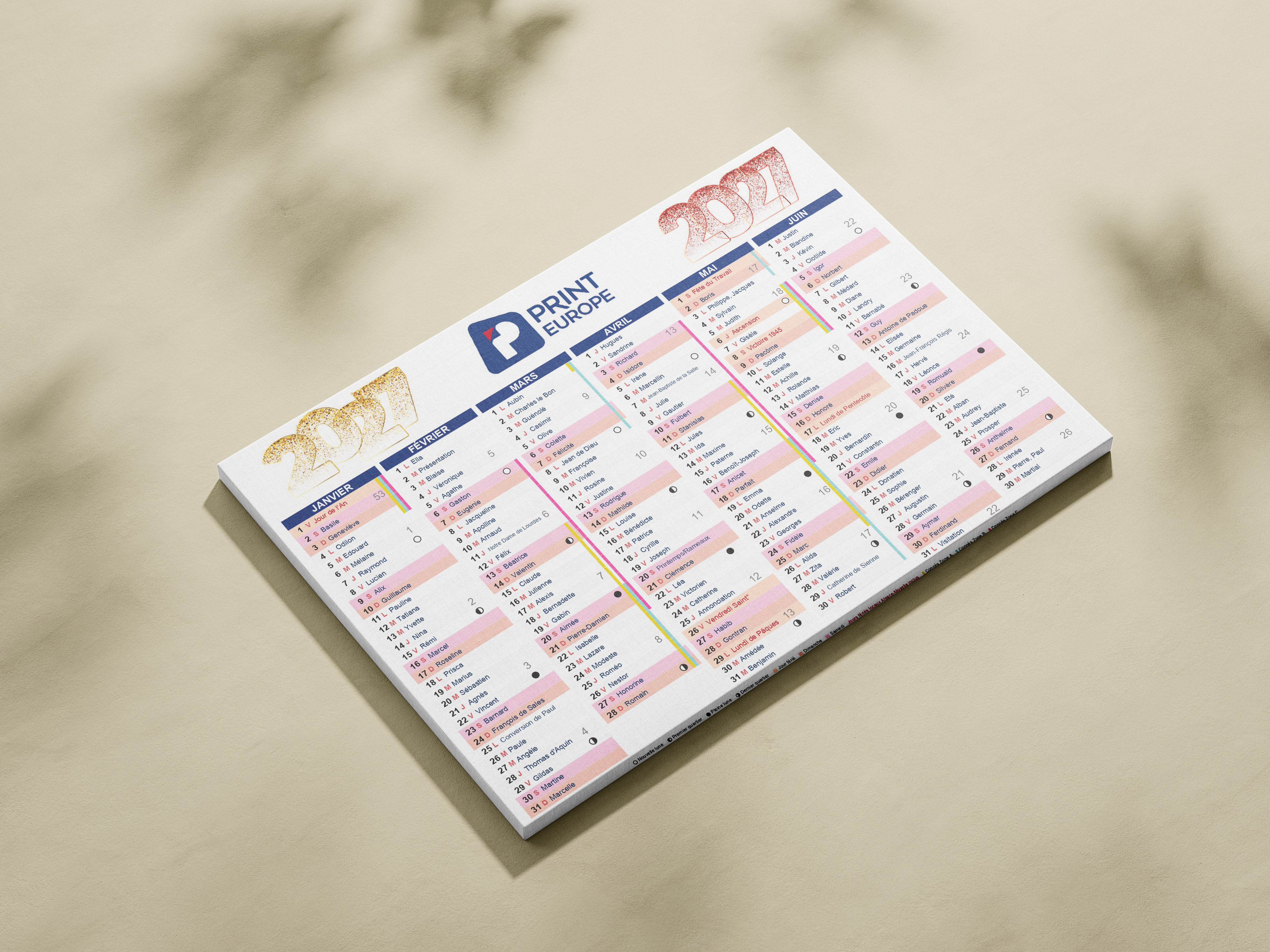 Calendrier rembordé