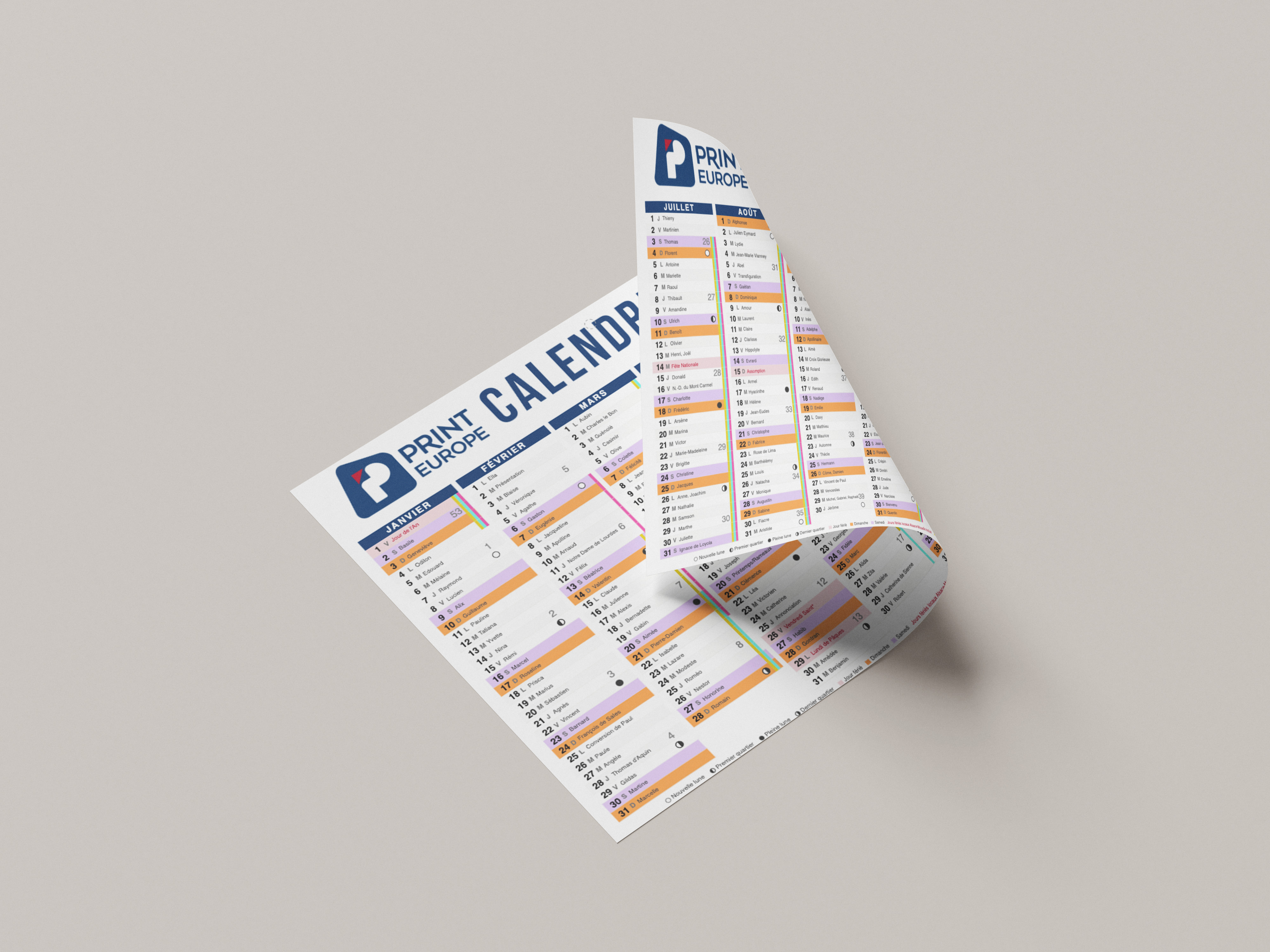 Calendrier souple recto-verso